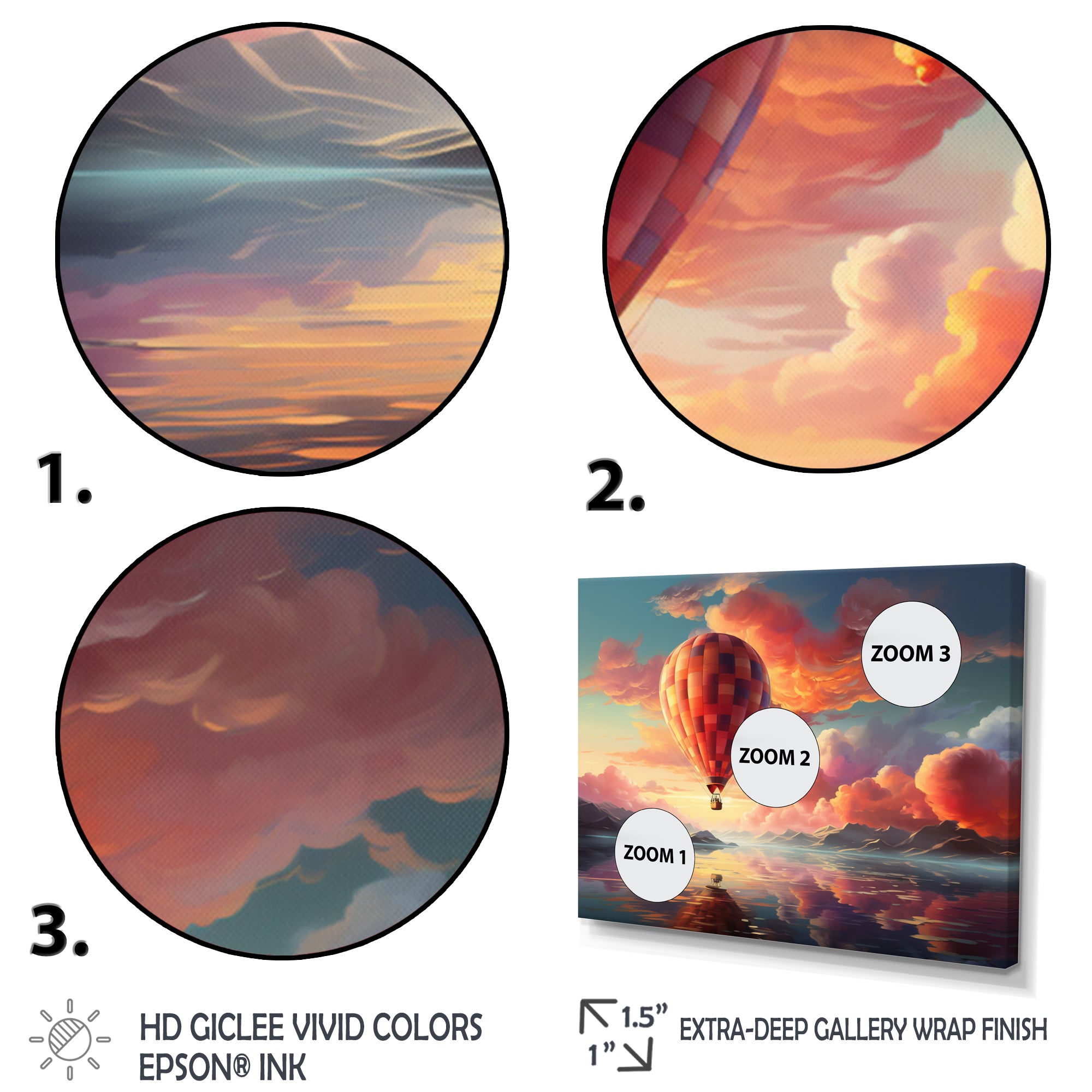 Peach Hot Air Ballon Atmospheric I - Hot Air Balloon Canvas Wall Art