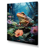 Japan Art Frog at Lotus Pond Reflection - Frog Wall Decor