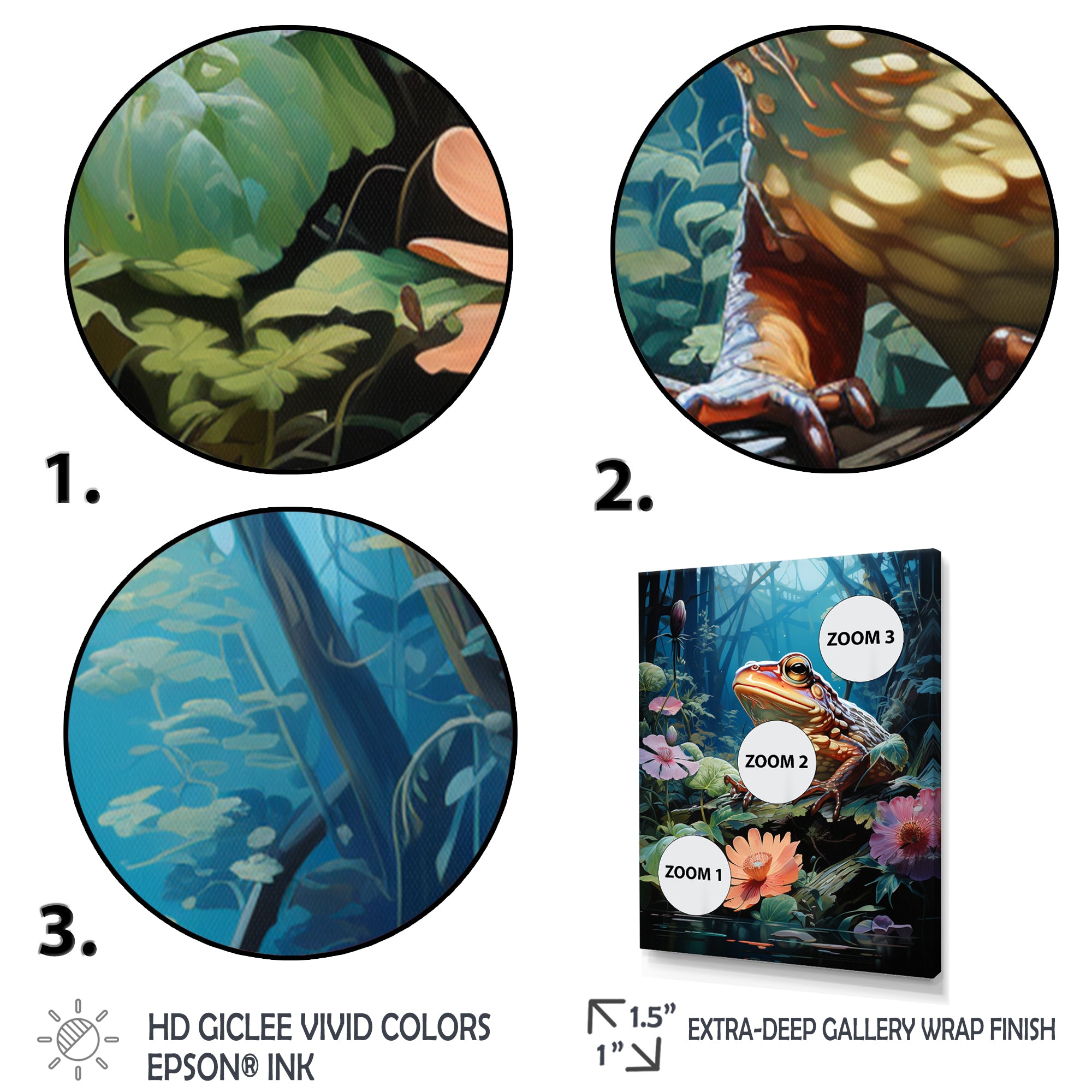 Japan Art Frog at Lotus Pond Reflection - Frog Wall Decor