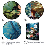 Japan Art Frog at Lotus Pond Reflection - Frog Wall Decor