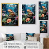 Japan Art Frog at Lotus Pond Reflection - Frog Wall Decor