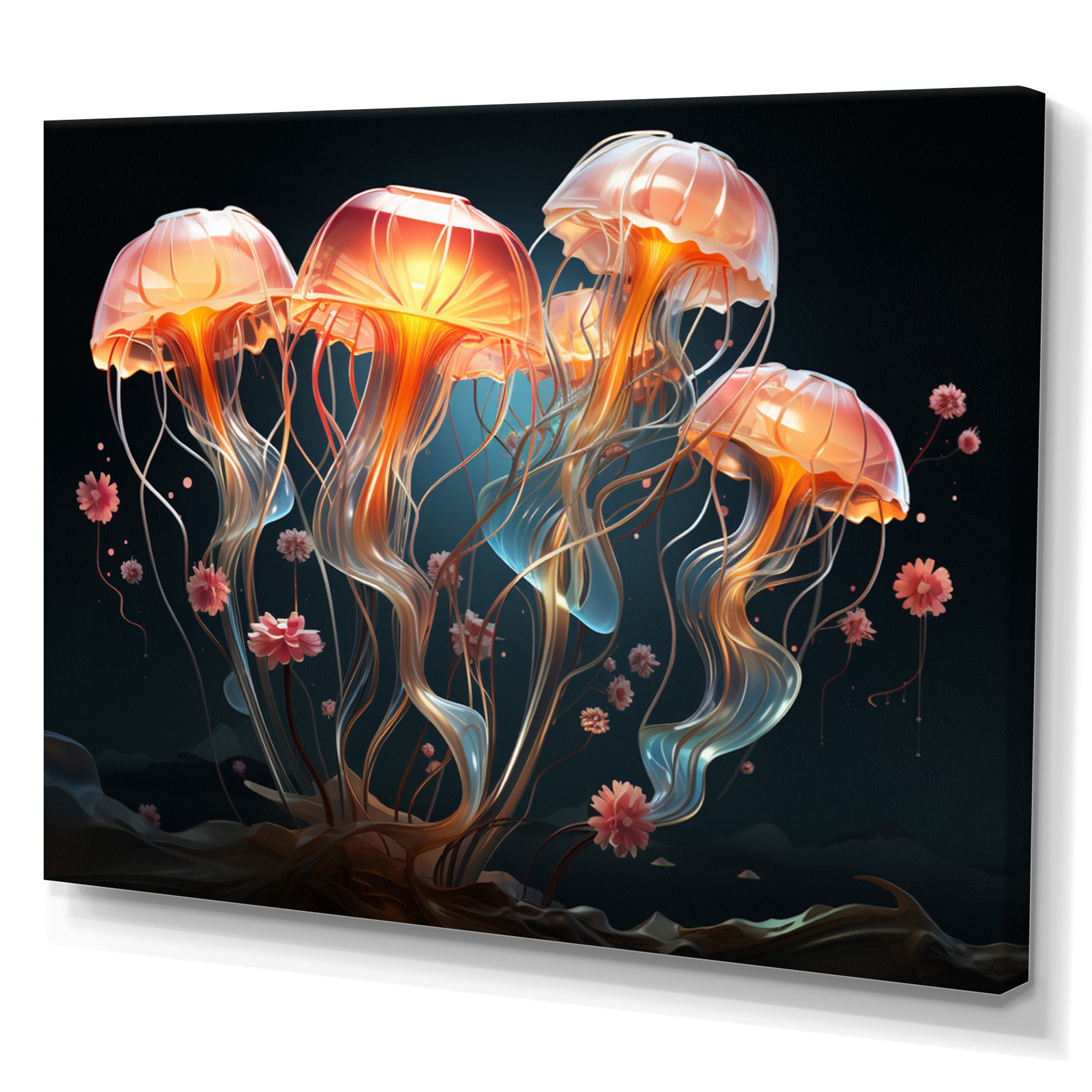 Jellyfish Luminescent Beauty Geometric - Peach Jellyfish Wall Art
