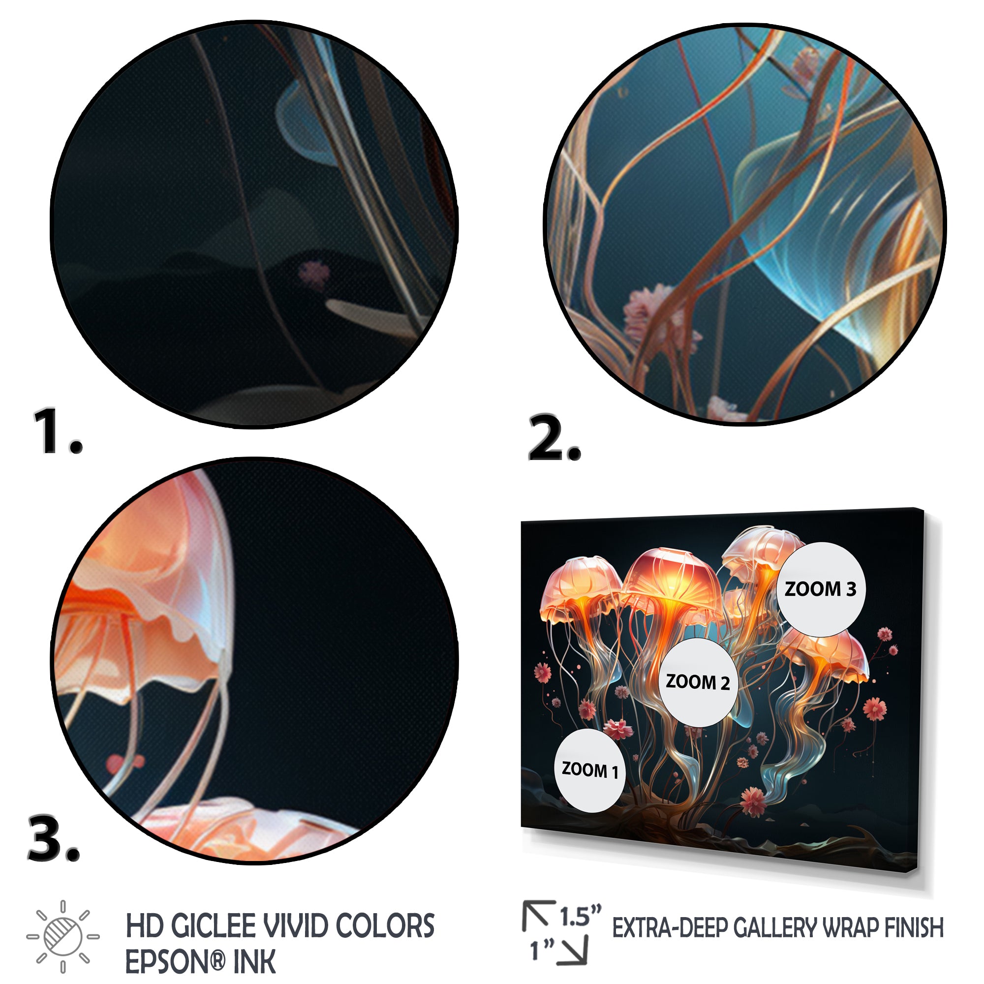 Jellyfish Luminescent Beauty Geometric - Peach Jellyfish Wall Art