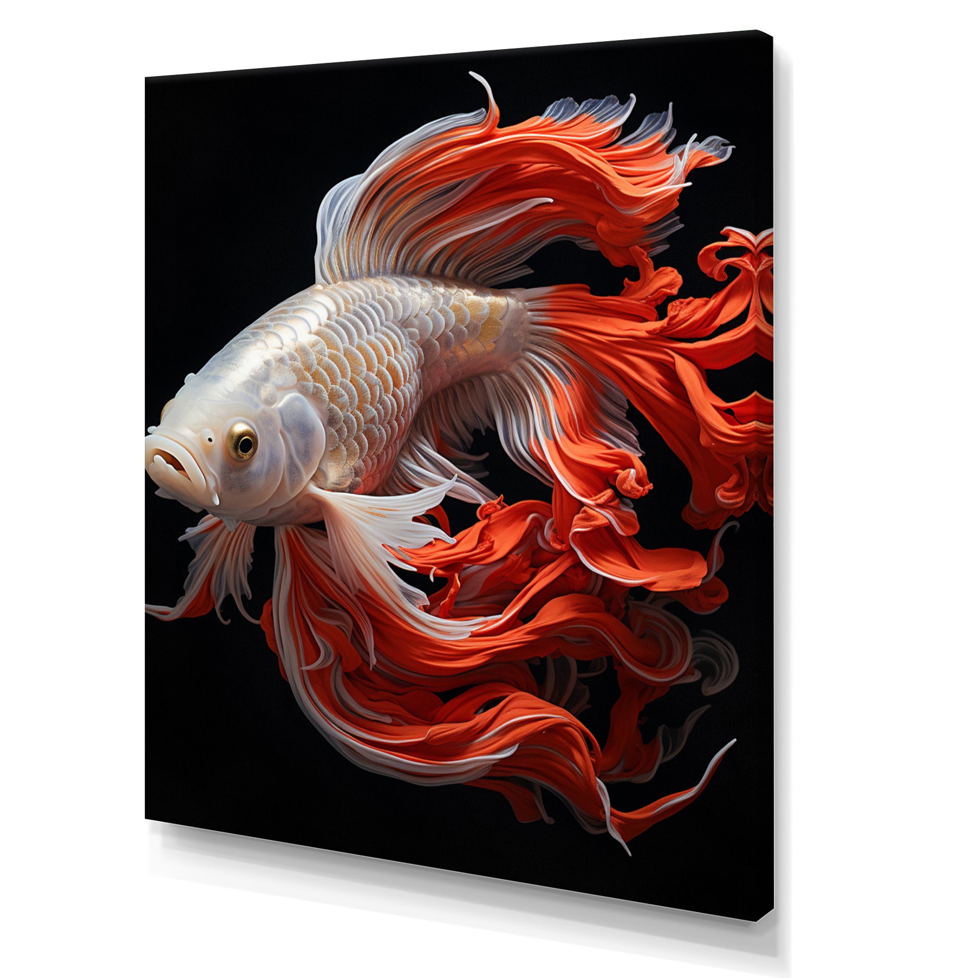 Coral Kois Fish Bold Contrasts - Koi's Fish Large Canvas Wall Art