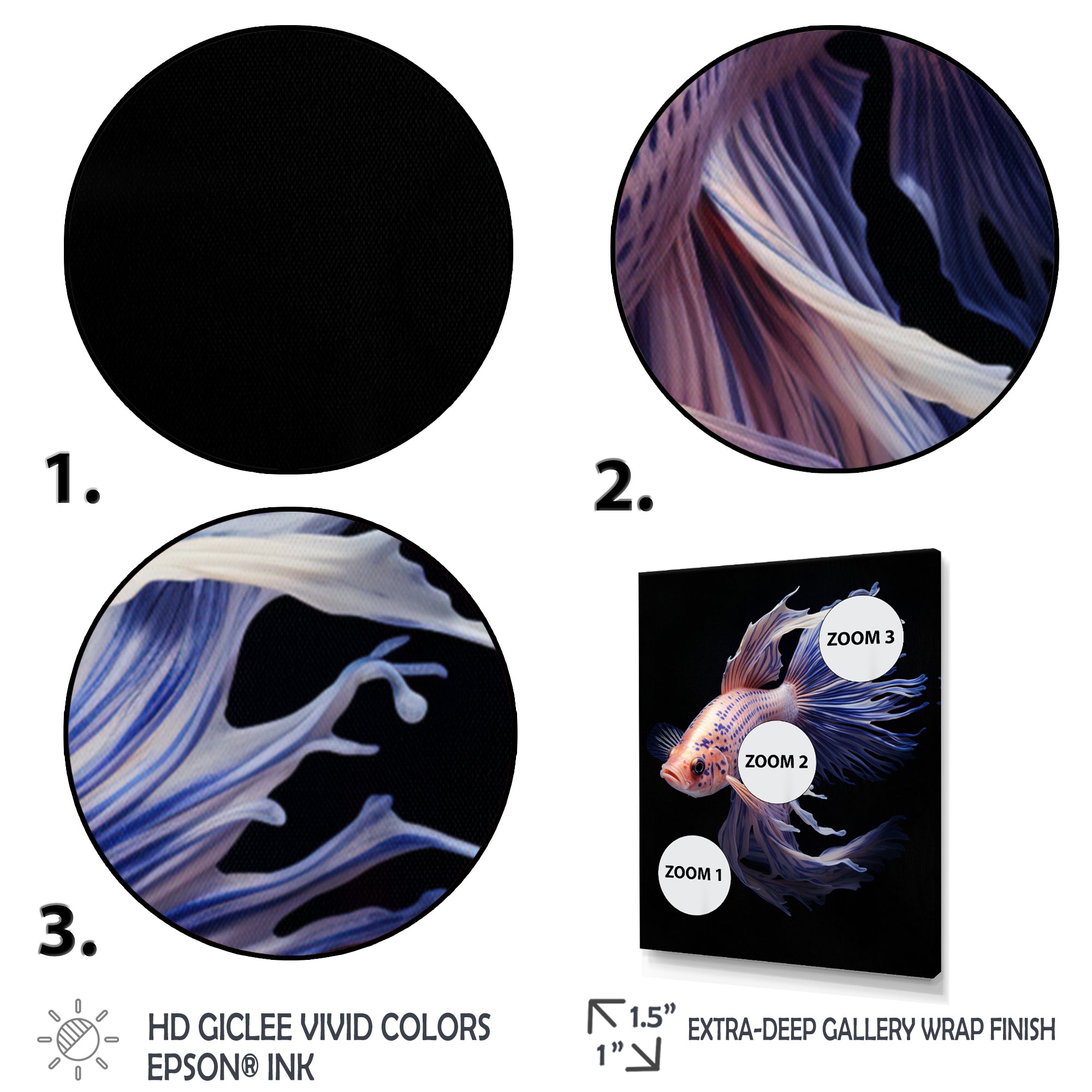 Purple Kois Fish Delicate Patterns - Koi's Fish Home Decor Art