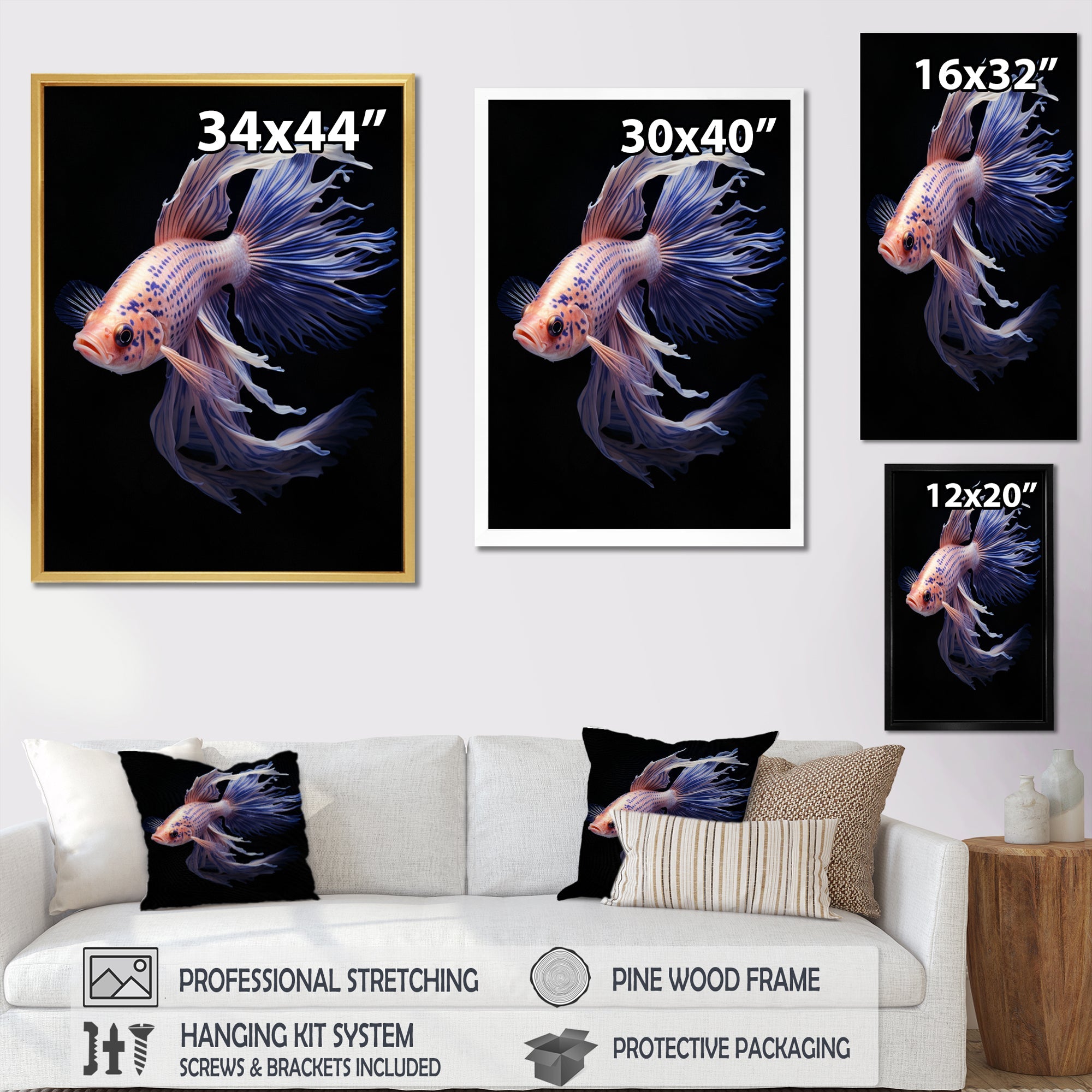 Purple Kois Fish Delicate Patterns - Koi's Fish Home Decor Art