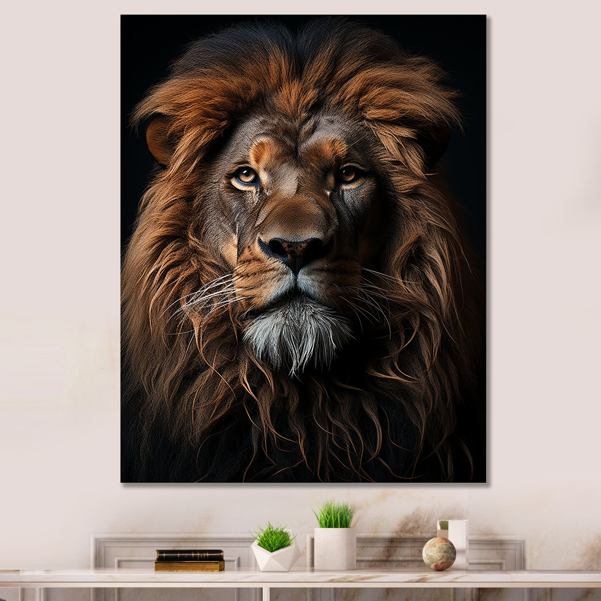 Lion Regal King Portrait - Brown Lion Wall Art