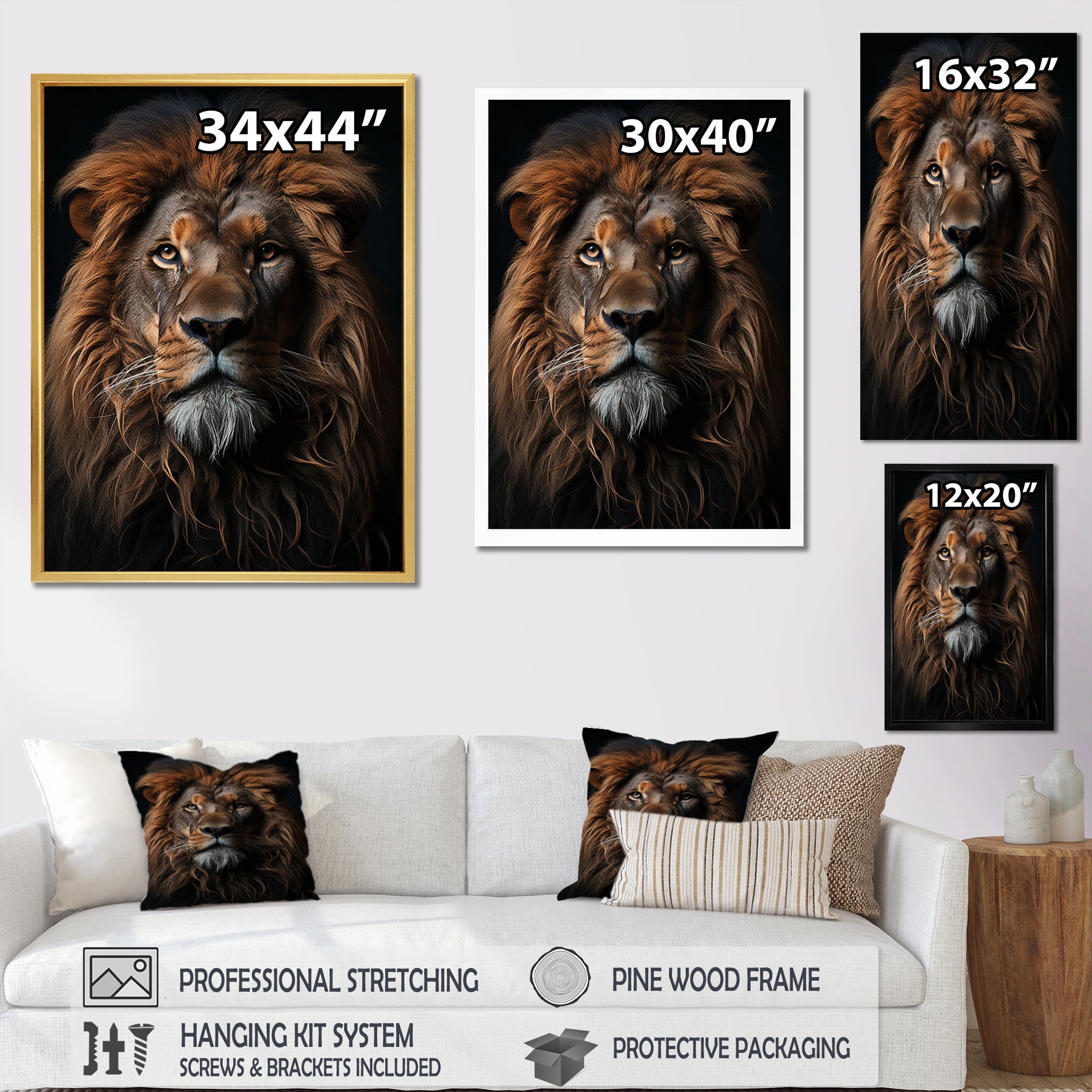 Lion Regal King Portrait - Brown Lion Wall Art