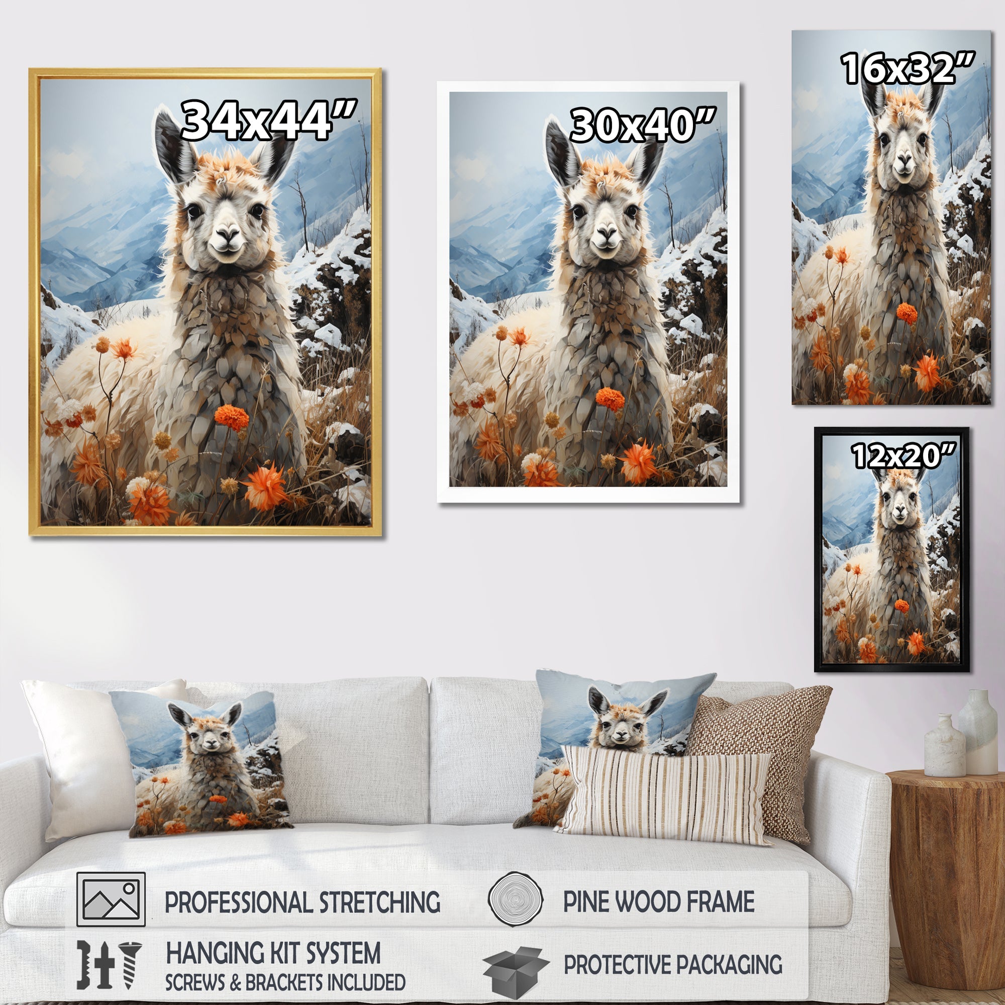 Llama Landscape In Winter - Llama Wall Decor