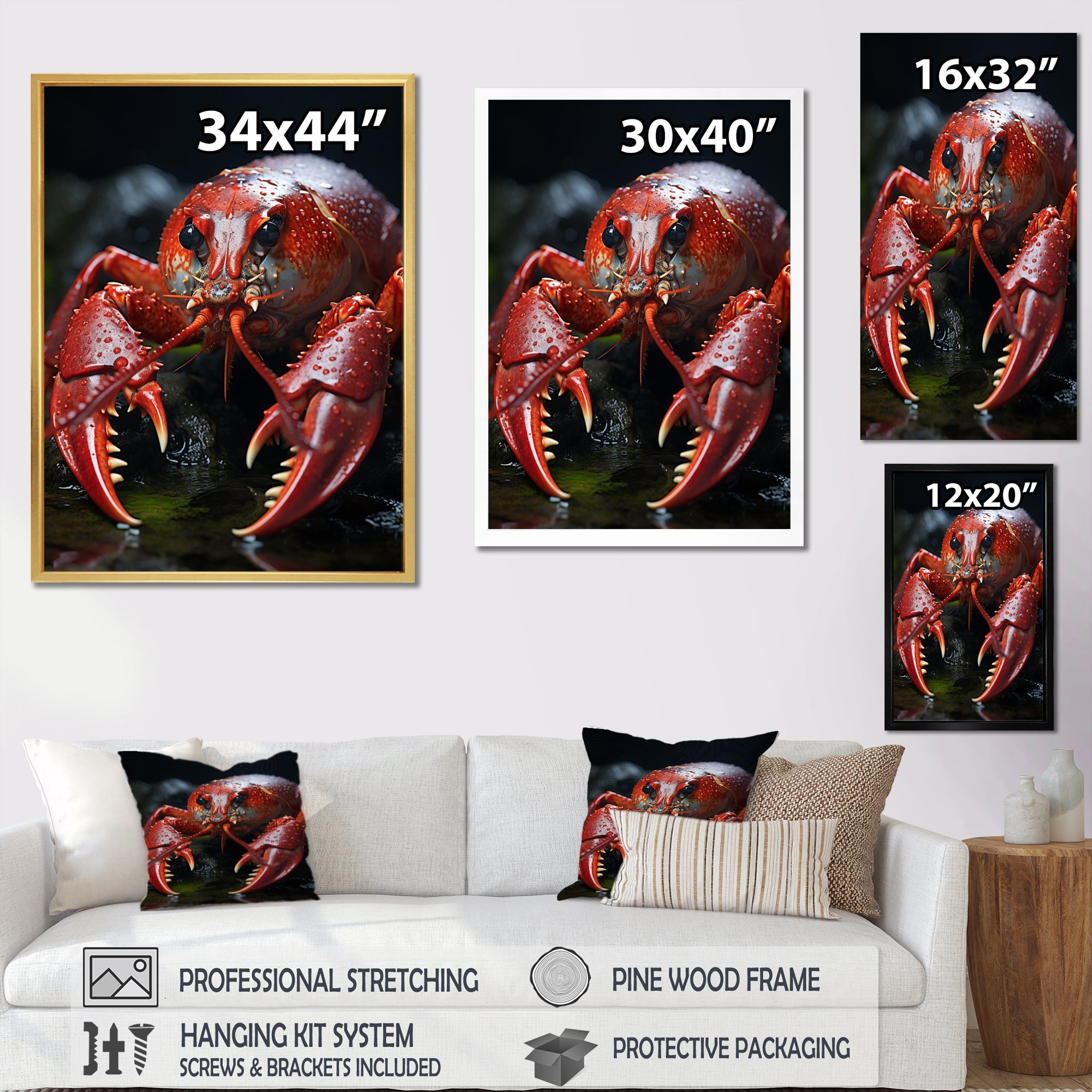 Coral Black Lobster Lively Lobster - Lobster Wall Art Prints