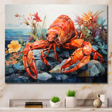 Coral Yellow Lobster Grace Geometric - Coral Lobster Wall Art