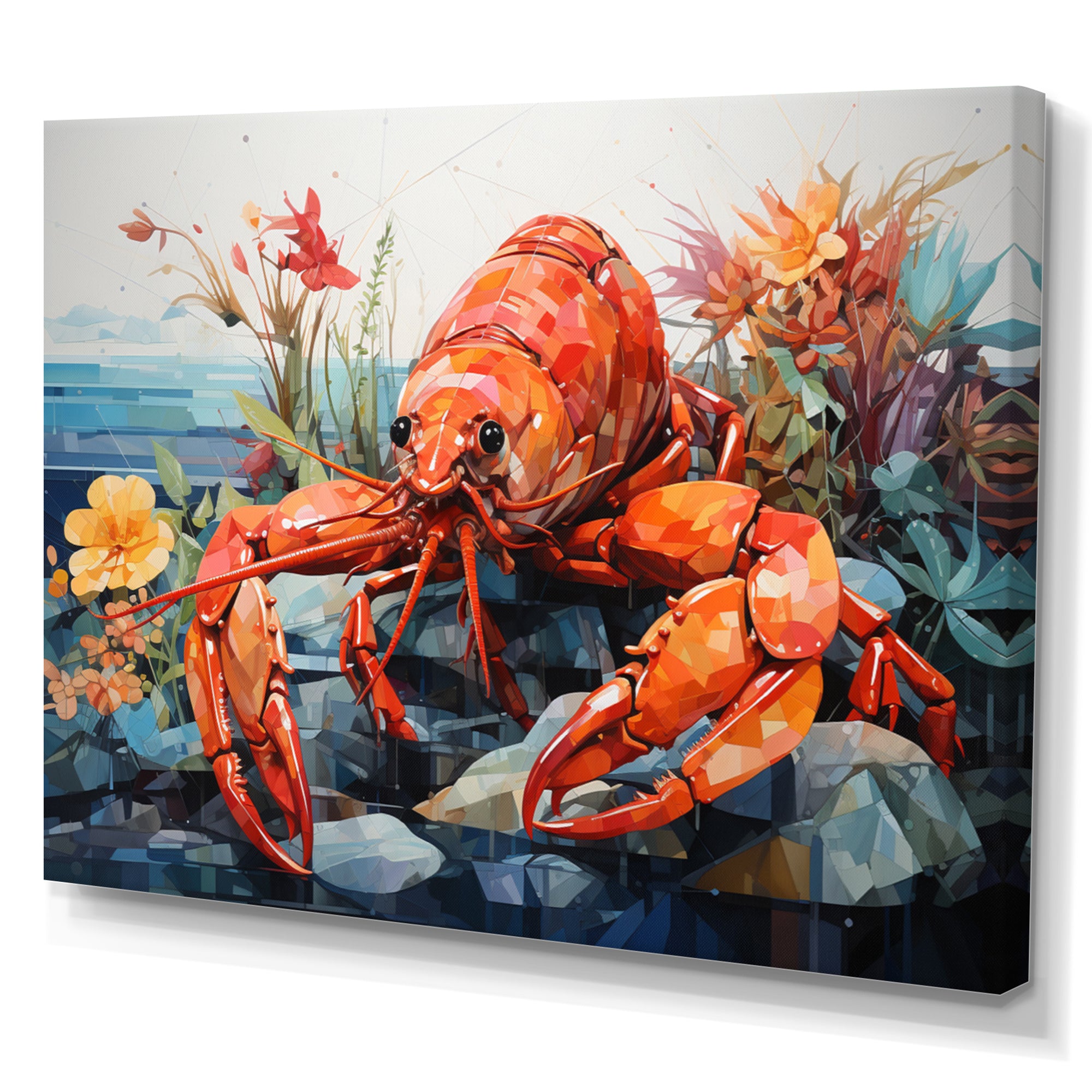 Coral Yellow Lobster Grace Geometric - Coral Lobster Wall Art