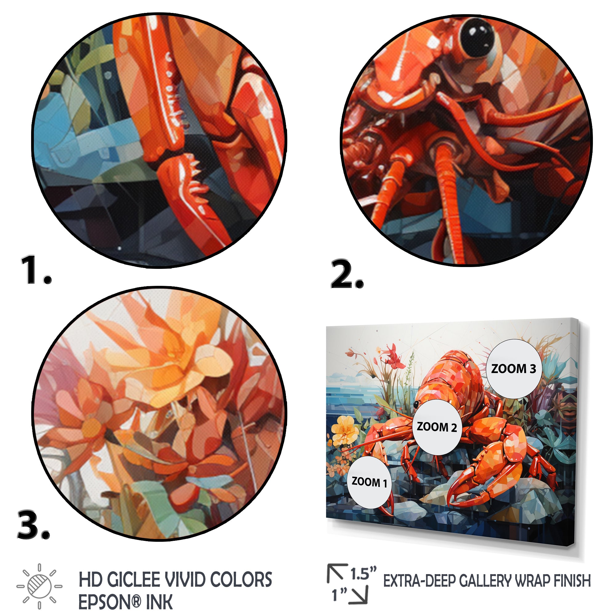 Coral Yellow Lobster Grace Geometric - Coral Lobster Wall Art