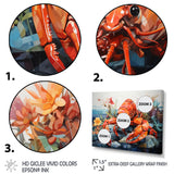 Coral Yellow Lobster Grace Geometric - Coral Lobster Wall Art