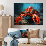 Red Lobster Under Warter - Lobster Framed Canvas Art