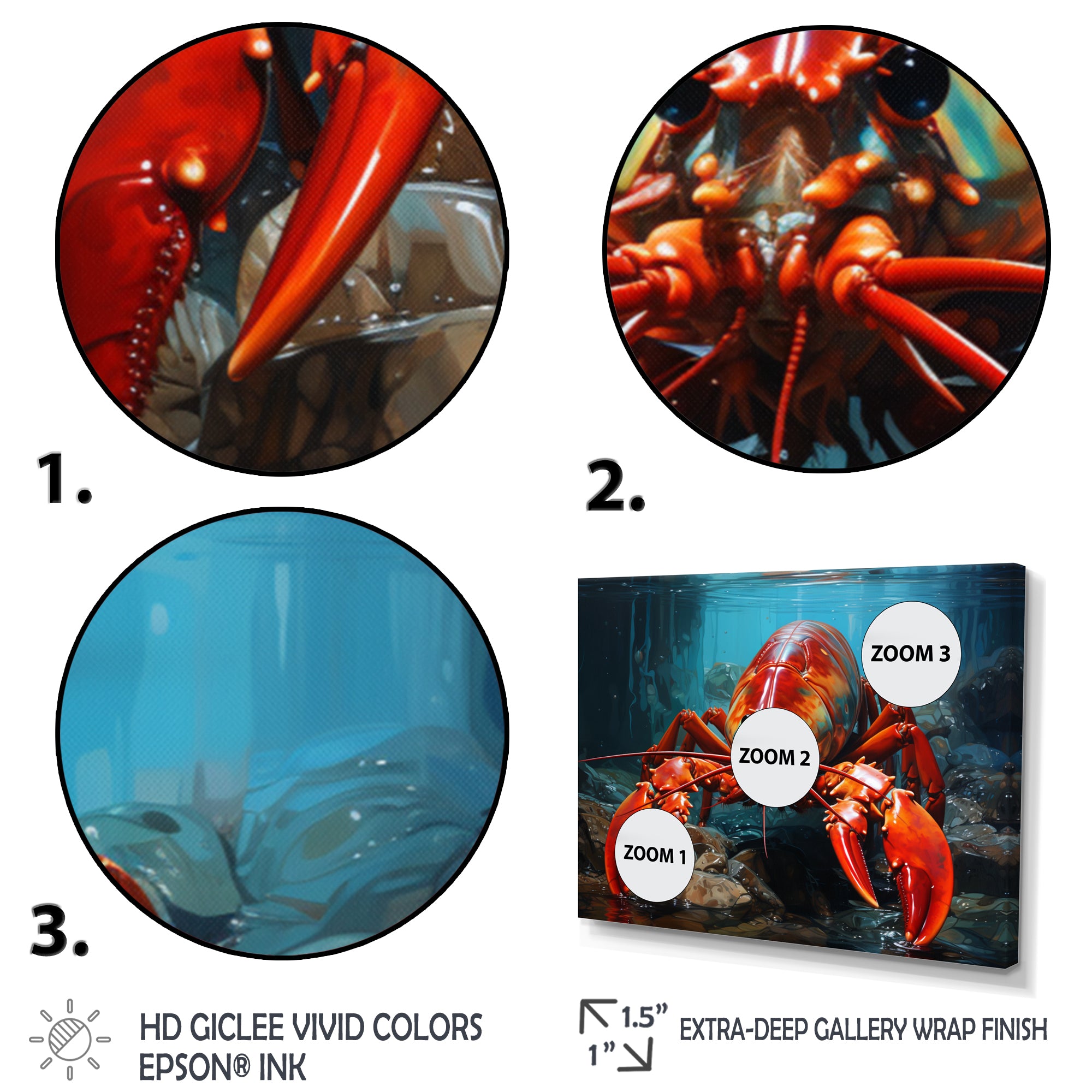 Red Lobster Under Warter - Lobster Framed Canvas Art