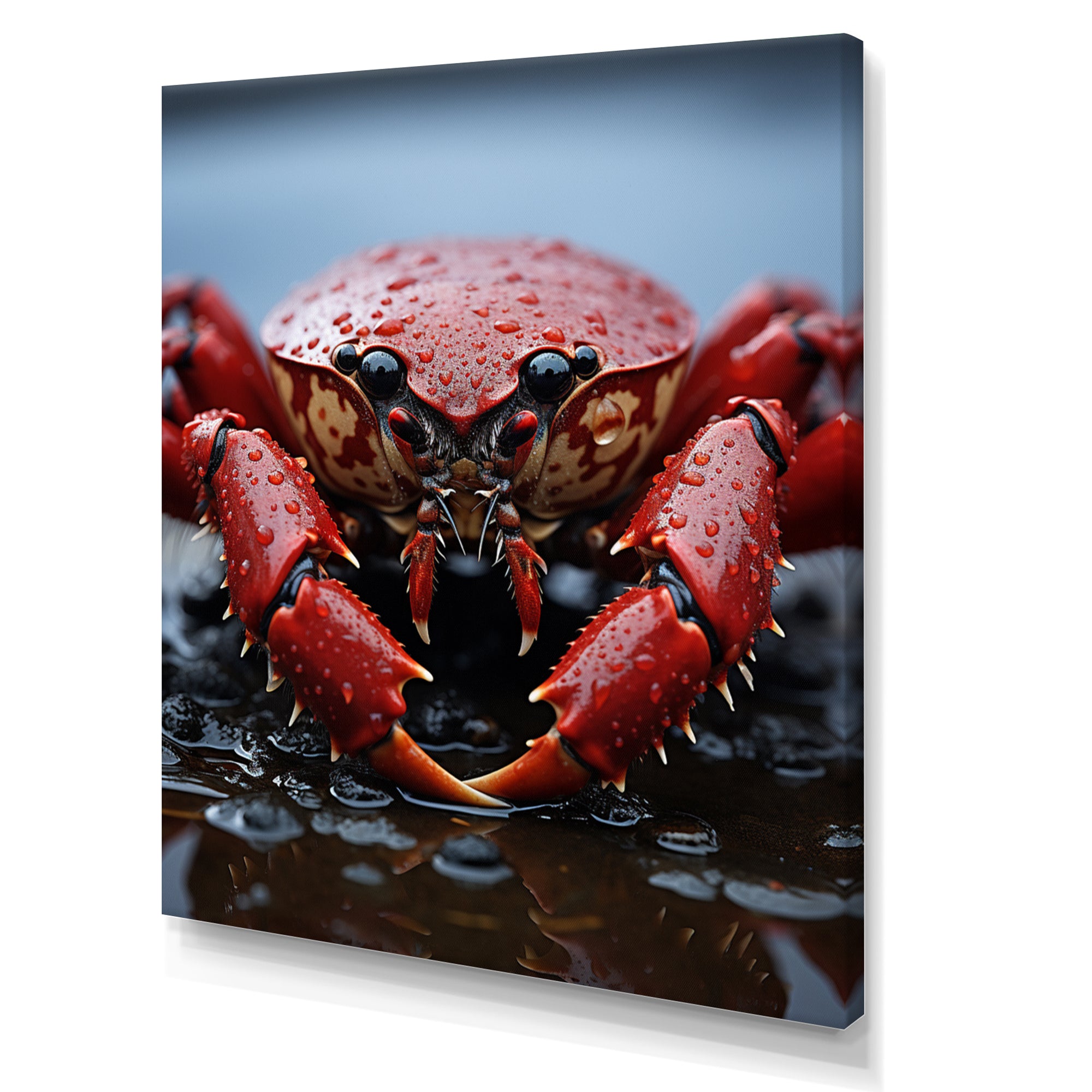 Coral Grey Lobster Portrait Vibrant - Lobster Living Room Wall Art