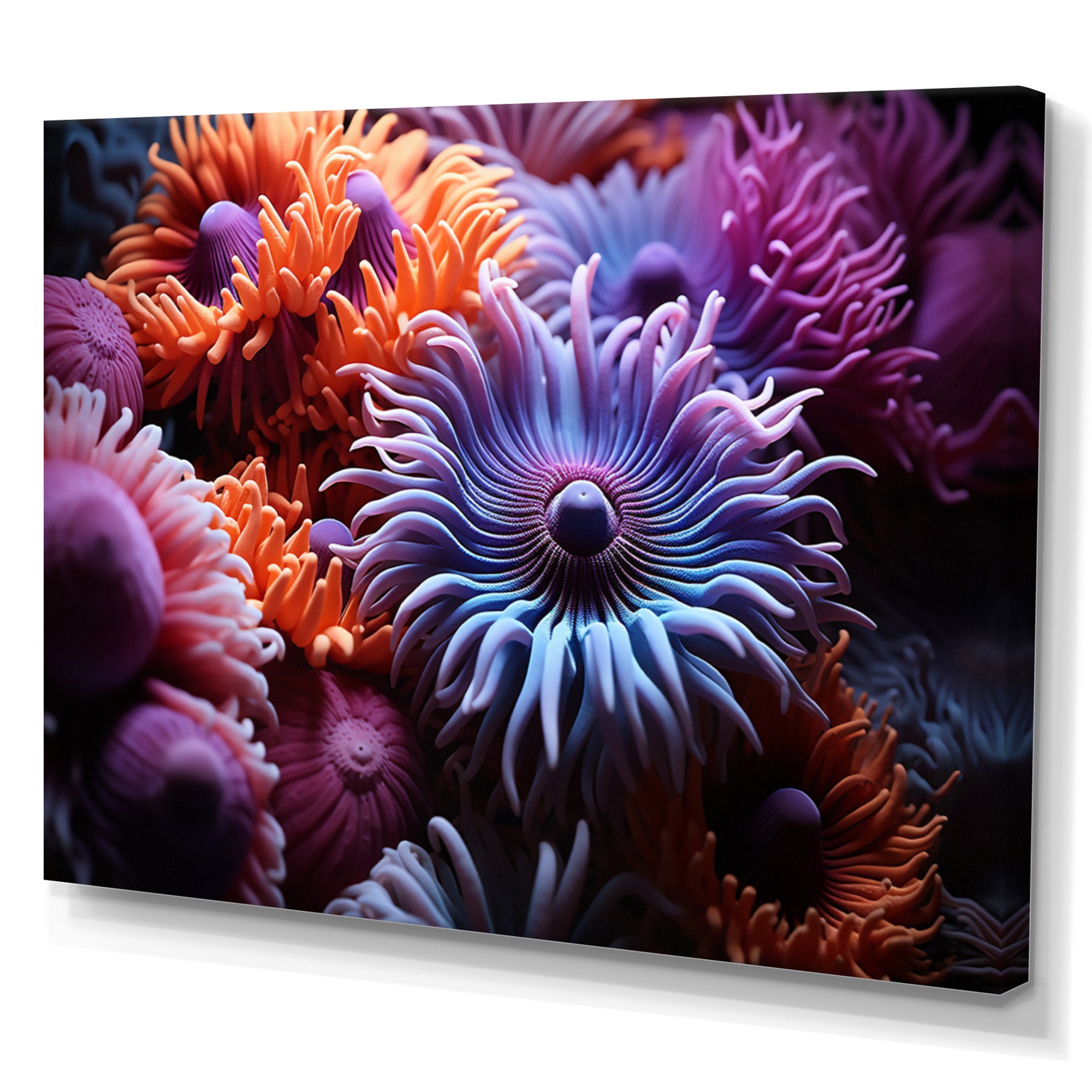 Purple Coral Marine Animals Harmony - Marine Animals Framed Canvas Art