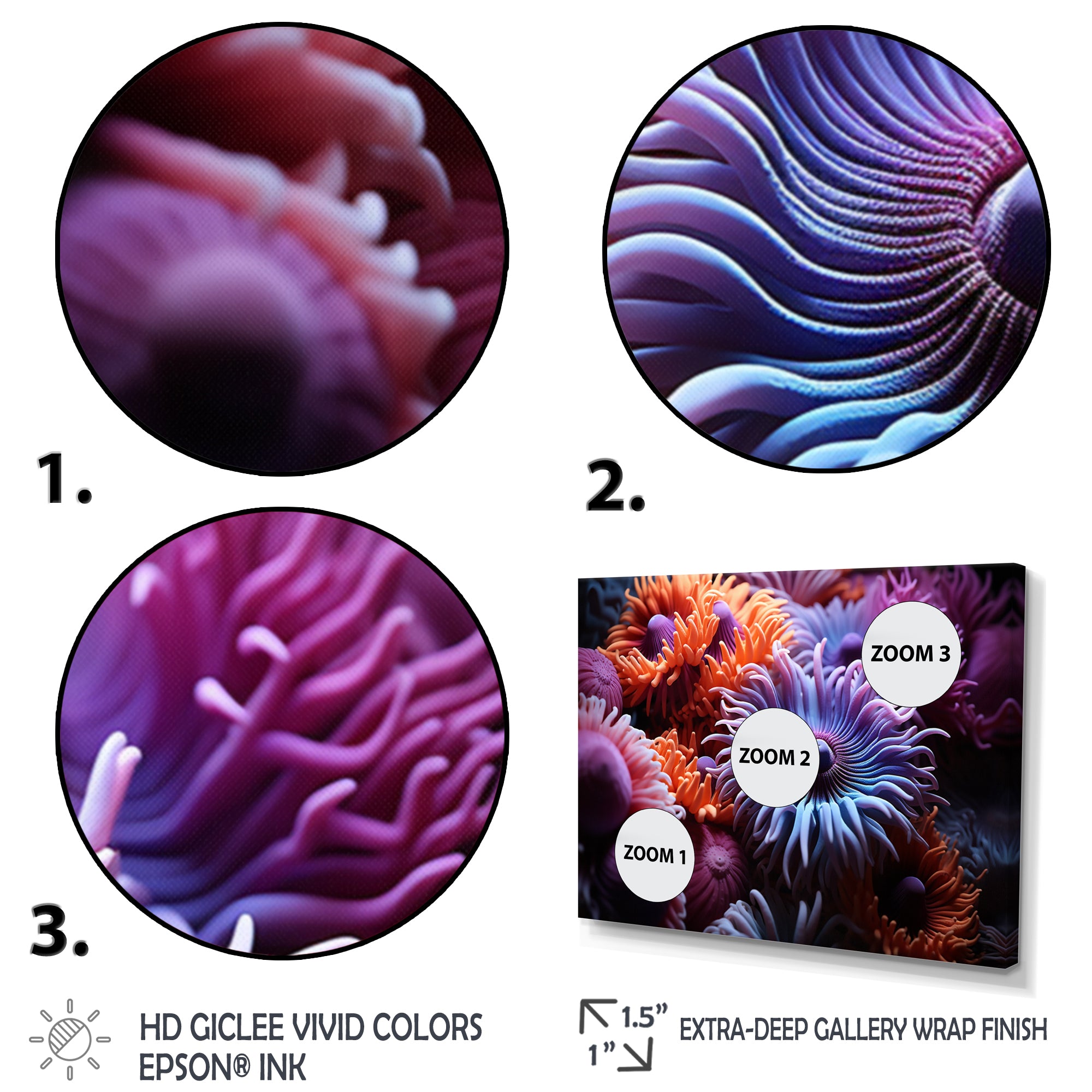 Purple Coral Marine Animals Harmony - Marine Animals Framed Canvas Art