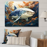 Grey Orange Shark Harmony - Marine Animals Wall Art Prints