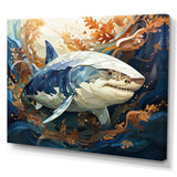 Grey Orange Shark Harmony - Marine Animals Wall Art Prints