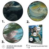 Green Teal Turtle Portrait Stunning - Green Marine Animals Wall Art