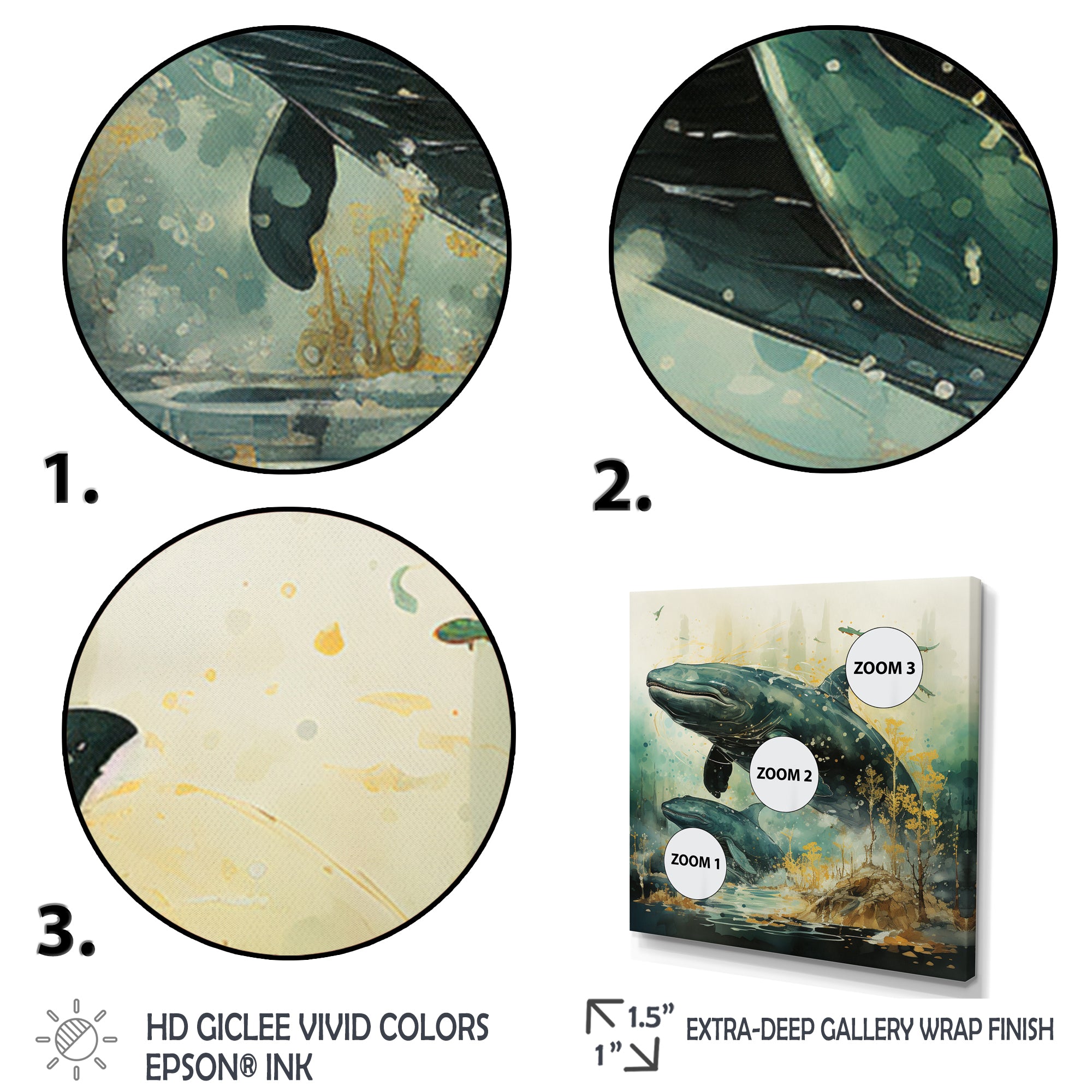 Grey Teal Marine Animals Whispering Whales - Marine Animals Wall Art Prints