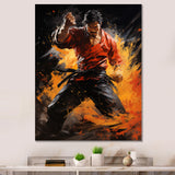 Orange Red Martial Art Abstract Impact - Martial Arts Canvas Wall Art