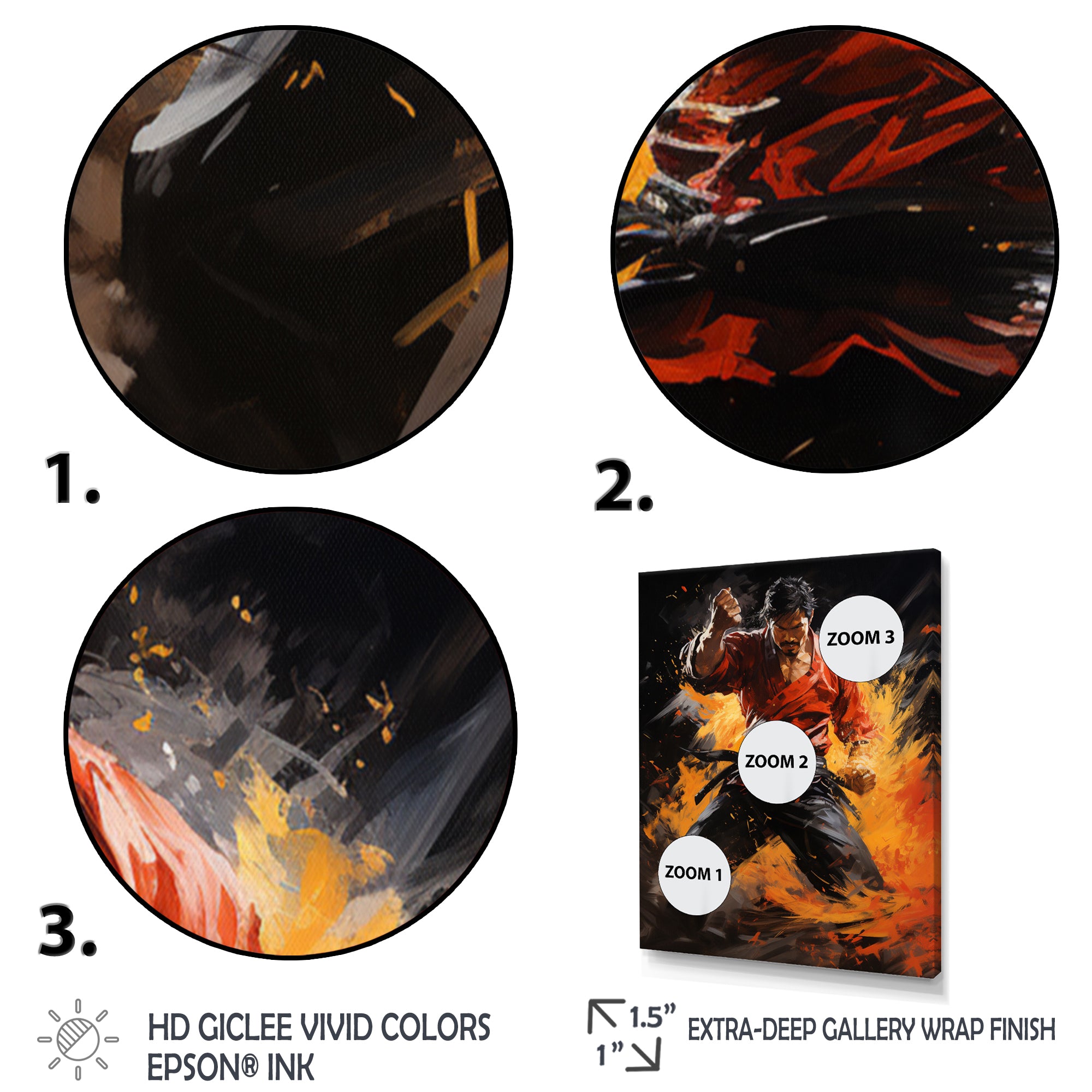 Orange Red Martial Art Abstract Impact - Martial Arts Canvas Wall Art