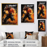 Orange Red Martial Art Abstract Impact - Martial Arts Canvas Wall Art