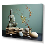 Grey Green Meditation Abstract Serenity I - Martial Arts Canvas Wall Art