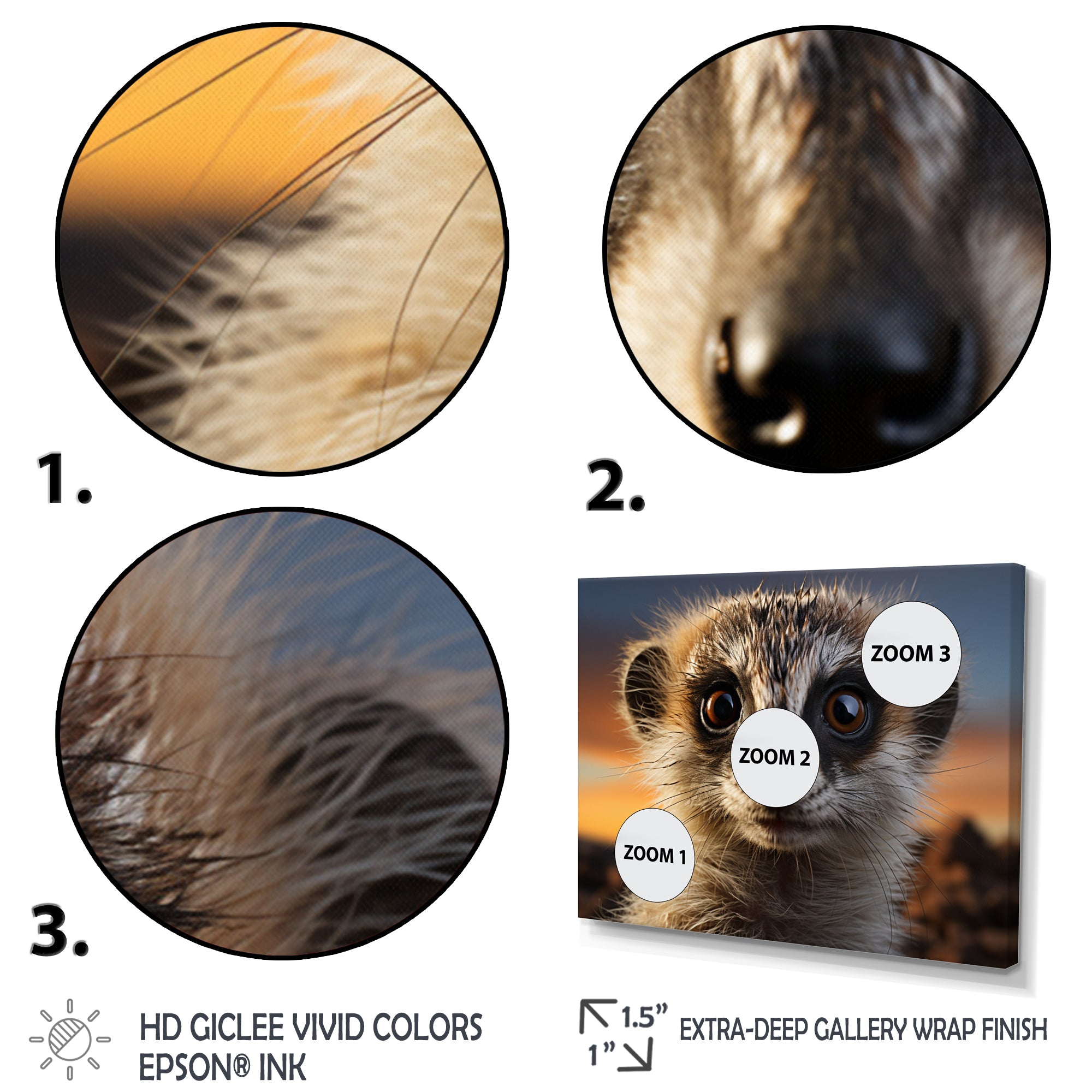 Brown Peach Meercat Portrait - Meercat Framed Canvas Art