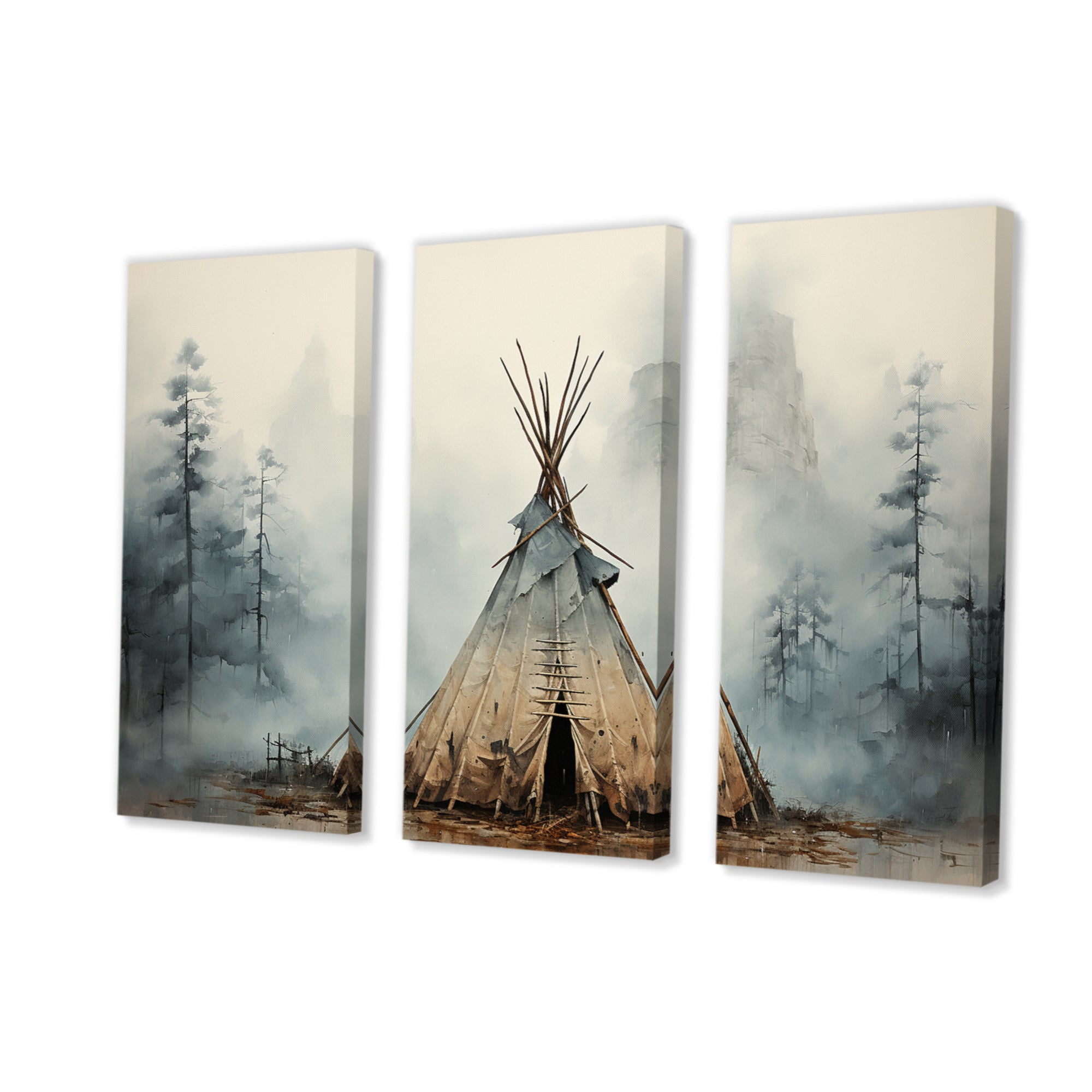 Grey Native Tipi Whispers Of Spirit - Multi-Panels