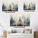 Grey Native Tipi Whispers Of Spirit - Canvas Multipanels Set of 3