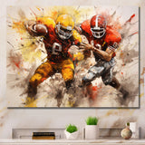 Yellow Football Abstract Blitz I - Football Canvas Wall Art