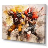 Yellow Football Abstract Blitz I - Football Canvas Wall Art