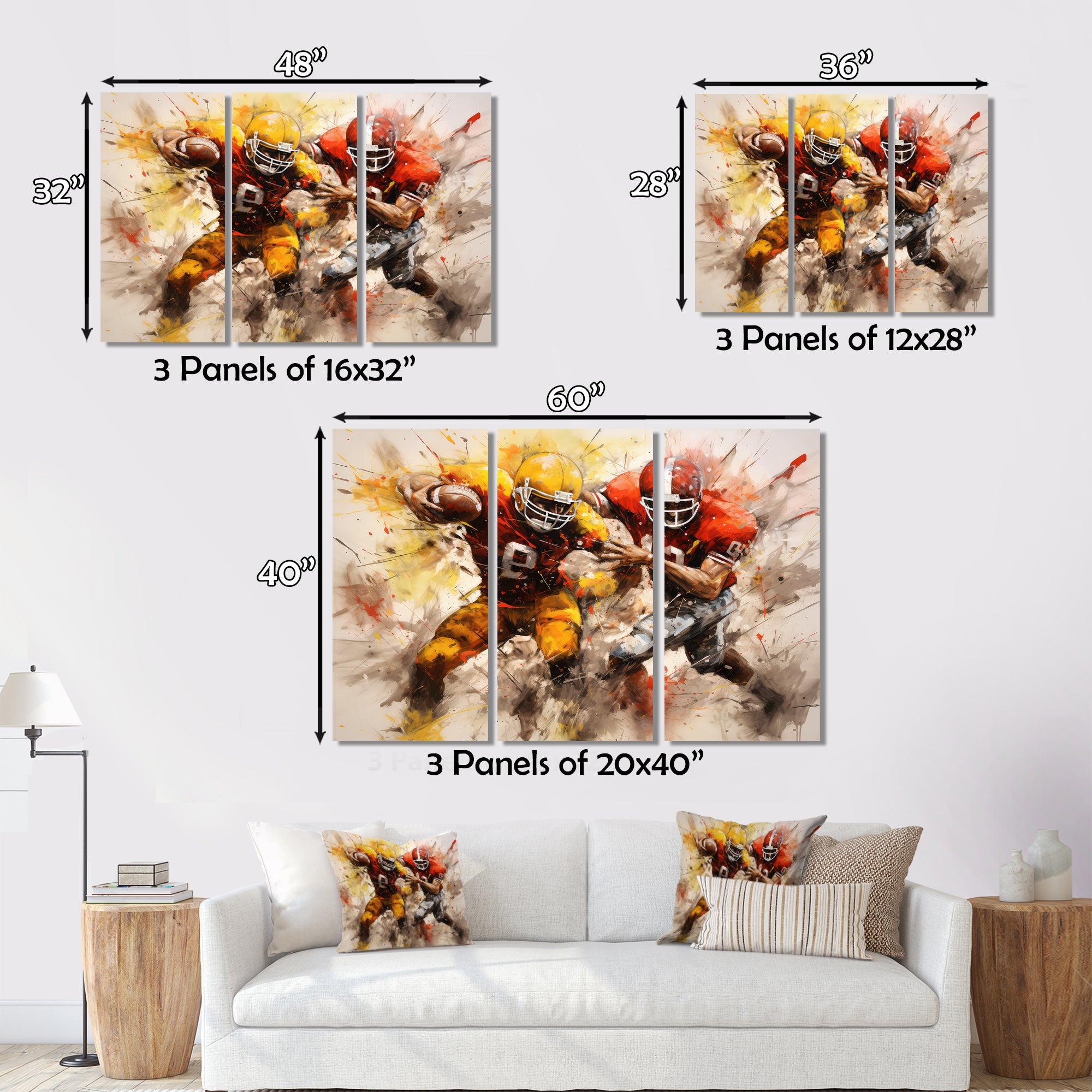 Yellow Football Abstract Blitz I - Football Canvas Wall Art