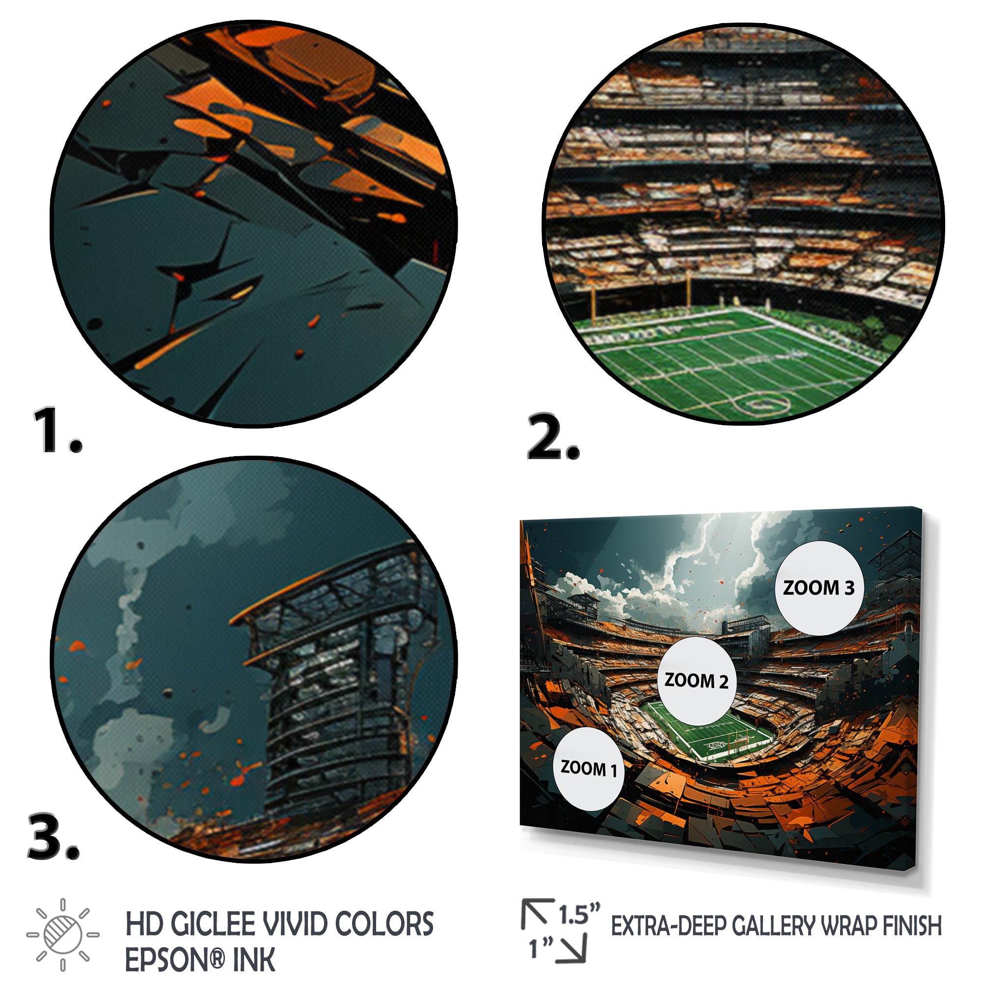 Green Football Abstract Stadium - Football Canvas Wall Art