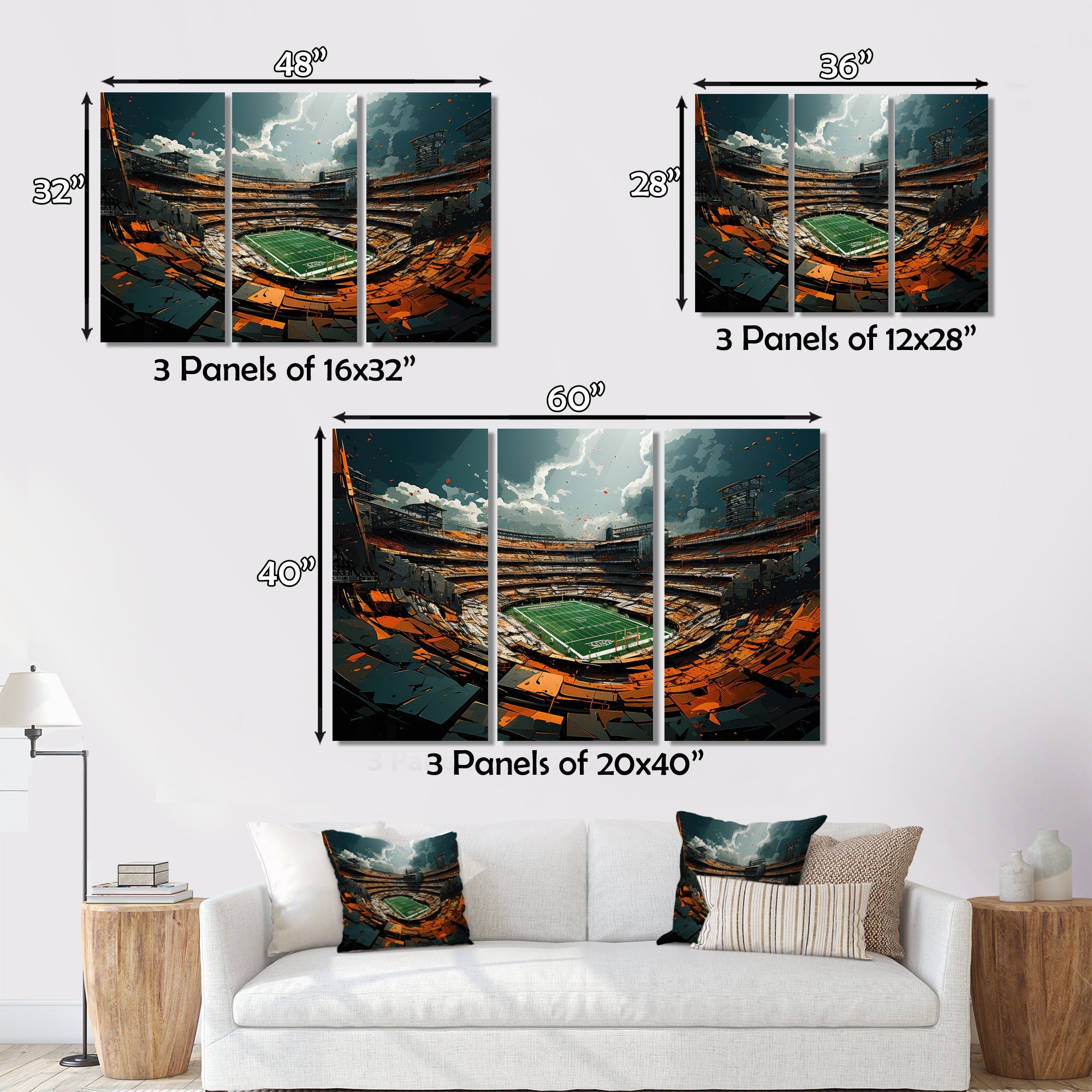 Green Football Abstract Stadium - Football Canvas Wall Art