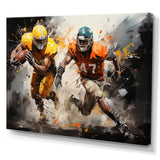 Orange Football Abstract Victory - Football Canvas Wall Art