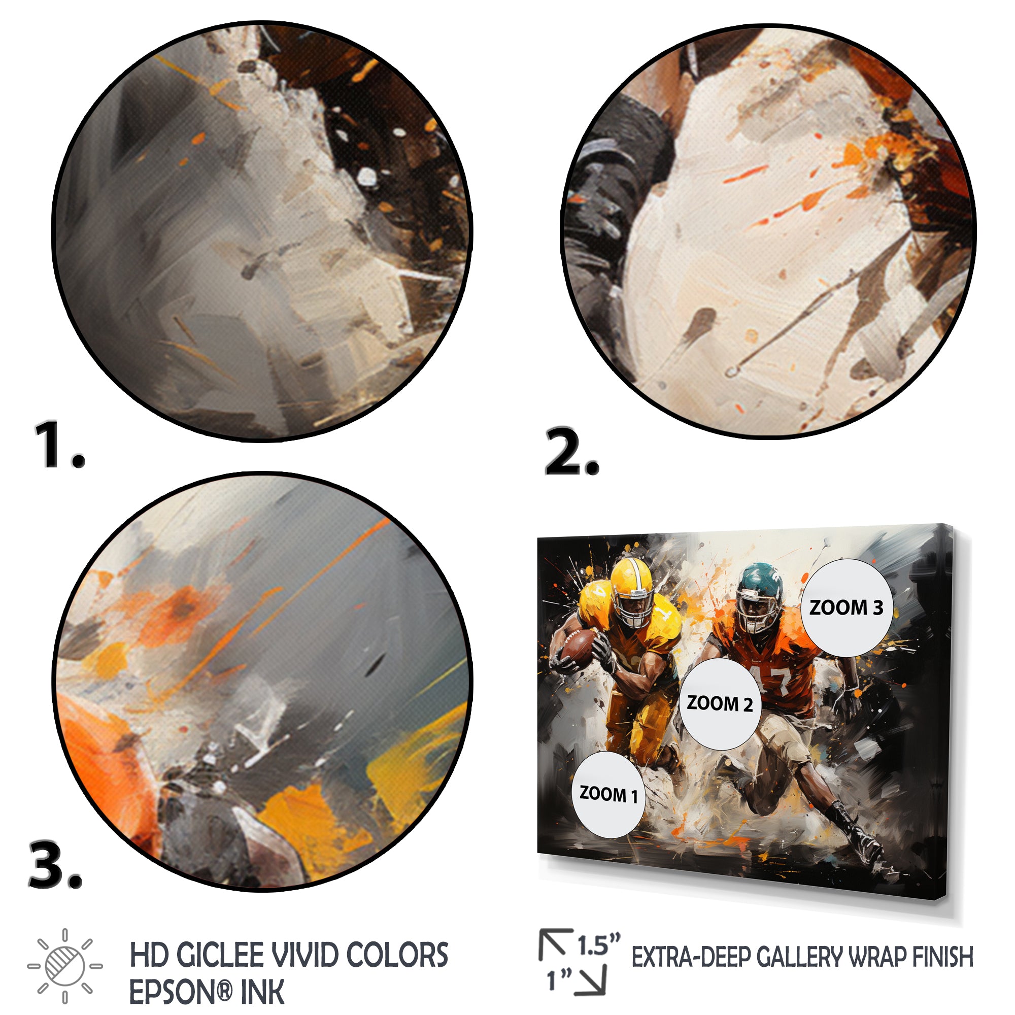 Orange Football Abstract Victory - Football Canvas Wall Art