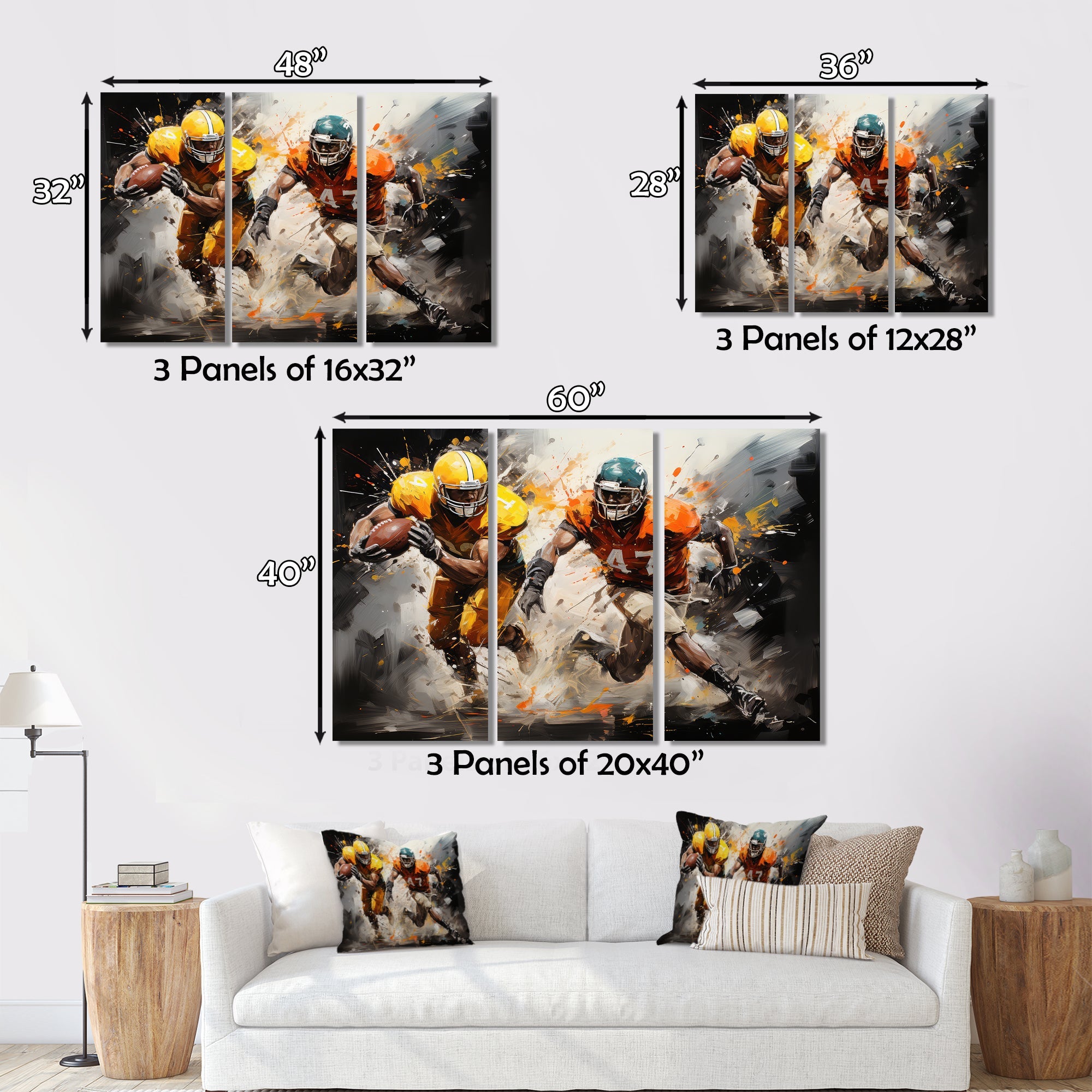 Orange Football Abstract Victory - Football Canvas Wall Art