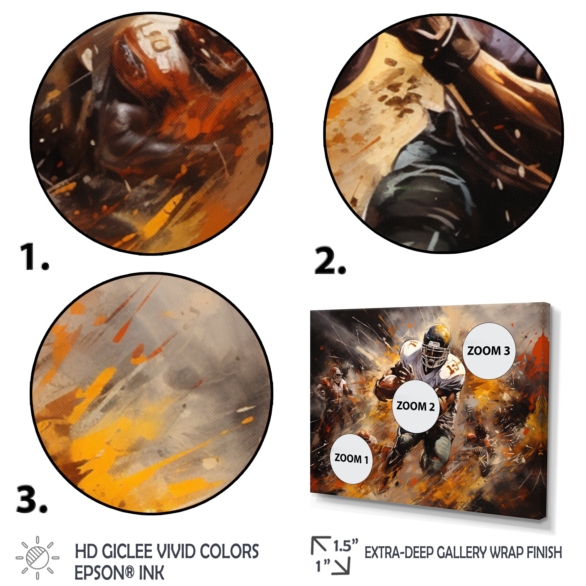 Yellow Football Abstract Victory - Football Canvas Wall Art