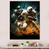 Yellow Football Colliding Energies - Football Canvas Wall Art