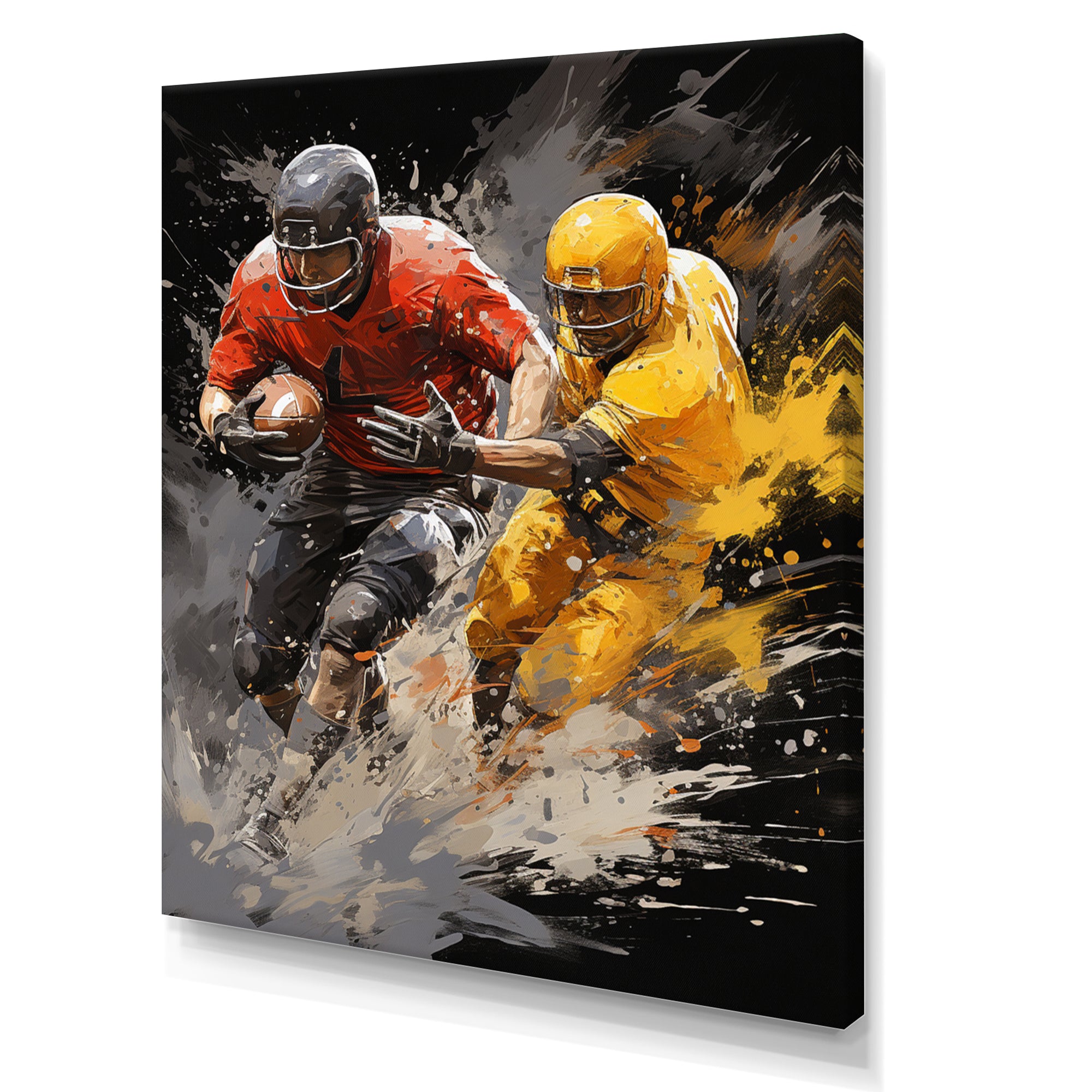 Yellow Football Dynamic Plays I - Football Canvas Wall Art