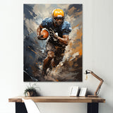 Yellow Football Dynamic Tackles I - Football Canvas Wall Art