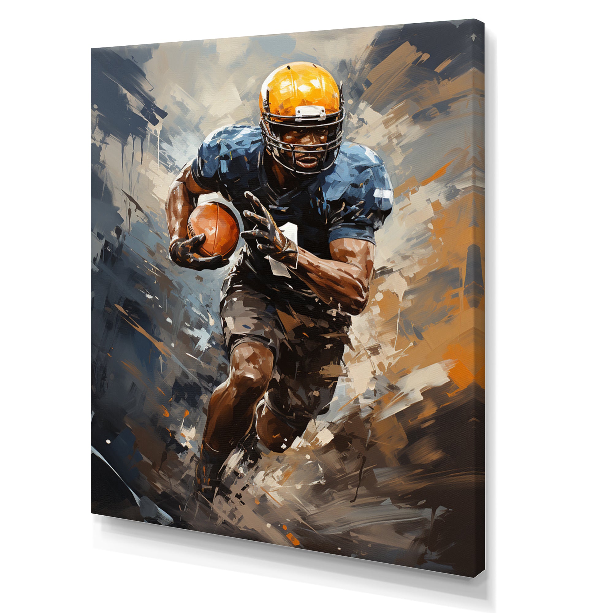 Yellow Football Dynamic Tackles I - Football Canvas Wall Art