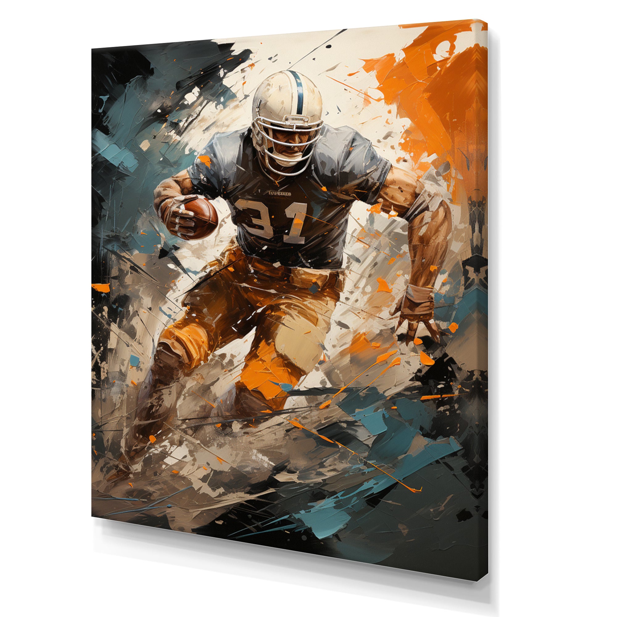 Grey Football Fragmented Plays - Football Canvas Wall Art