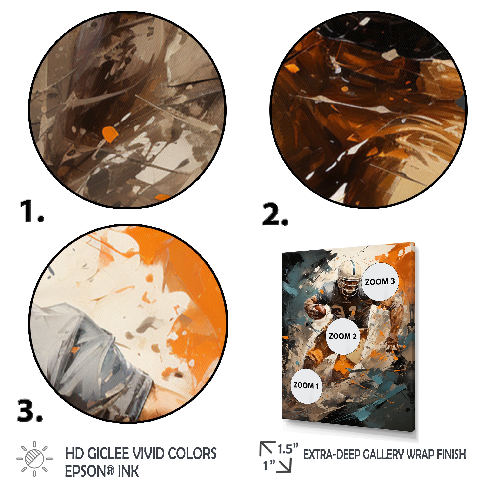 Grey Football Fragmented Plays - Football Canvas Wall Art