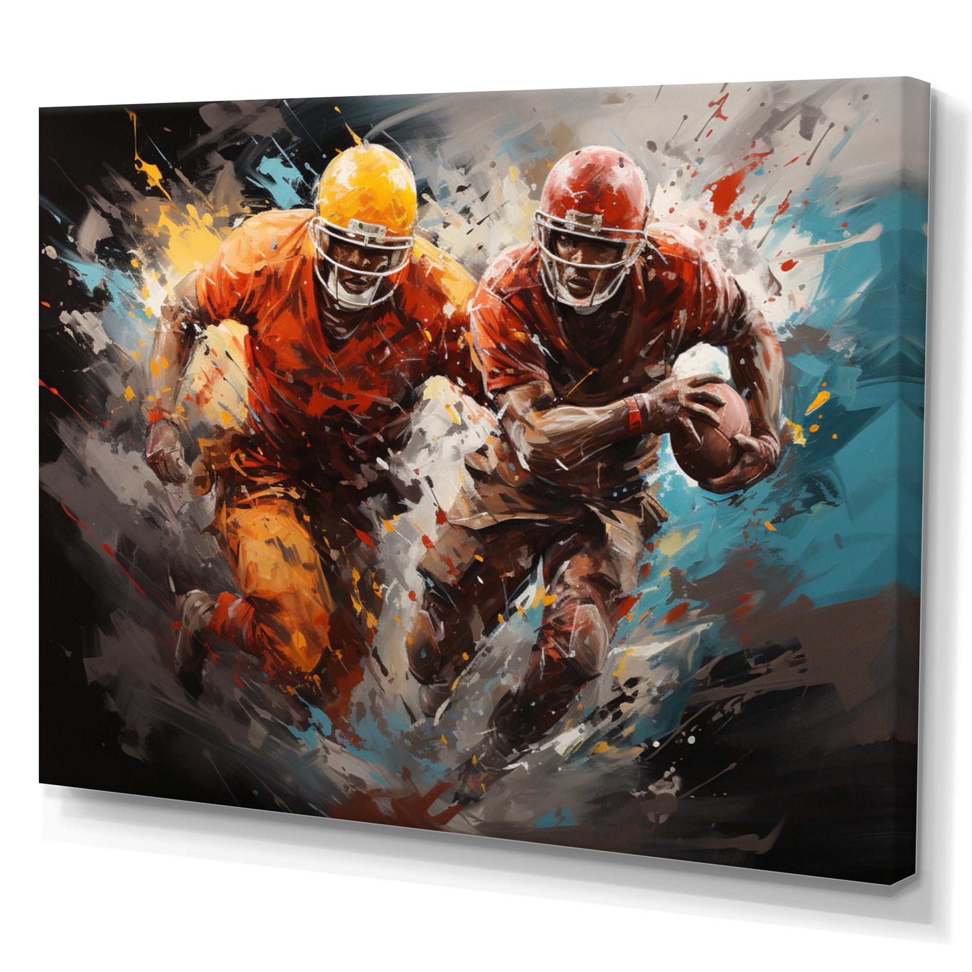 Yellow Football Gridiron Expression - Football Canvas Wall Art